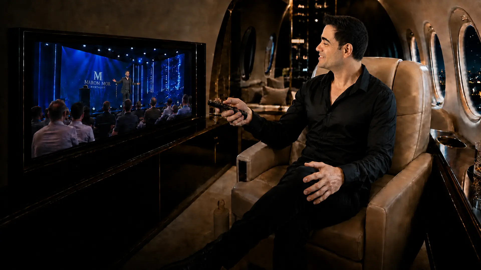 Marom Mor interacting with an international audience through a remote screen